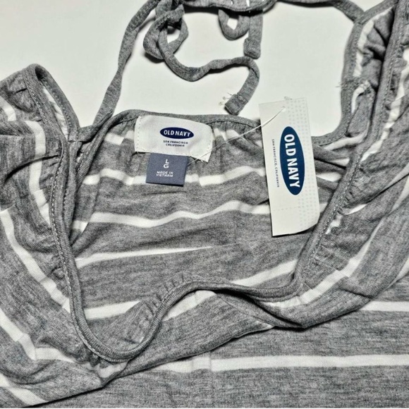 Old Navy Grey/White Striped Tee, Size L - Picture 2 of 4